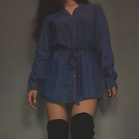 Mini button up Jean Long Sleeve cardigan w Strap - Picture 1 of 6